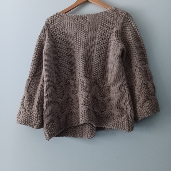 Shima Novelli Alpaca Blend Cardigan Tan Cable Knit Button Front Italy M - Picture 2 of 7